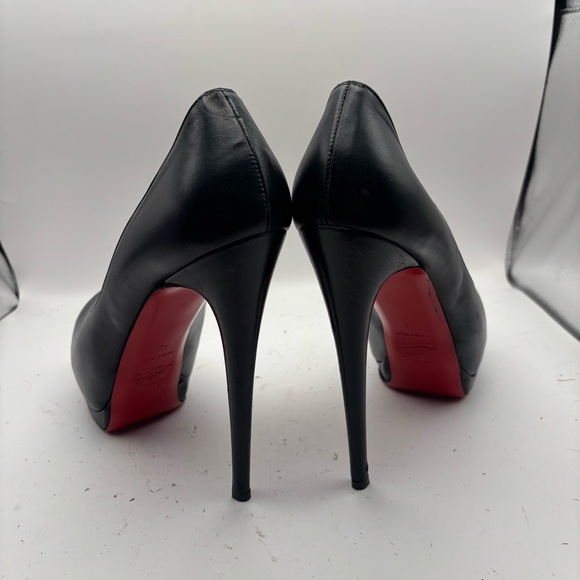 Christian Louboutin Black Leather 5.5 inch Heels - Picture 3 of 9